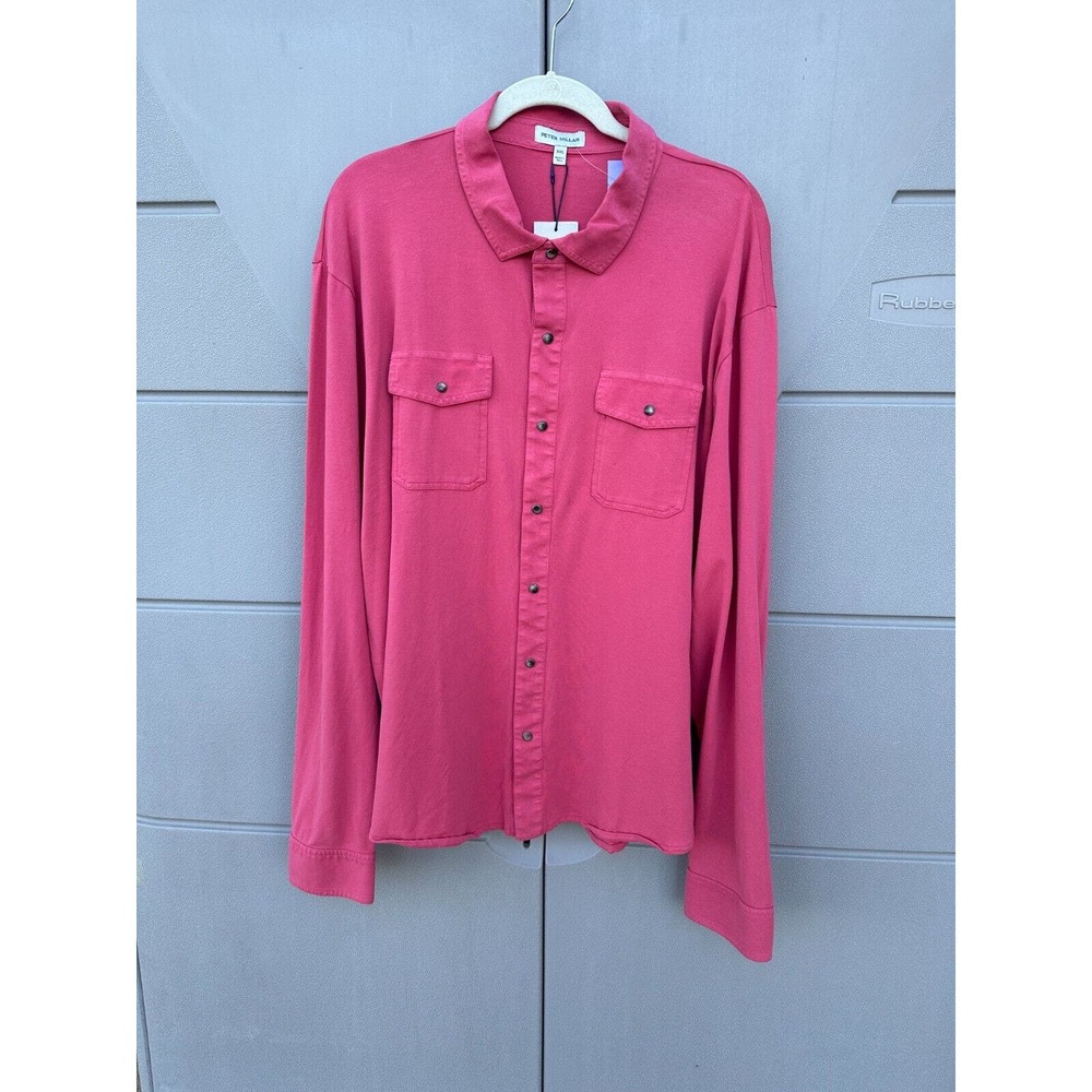 Peter Millar NWT Lava Wash Jersey Snap-Front Shirt MF22K20 In Creed Size XXL